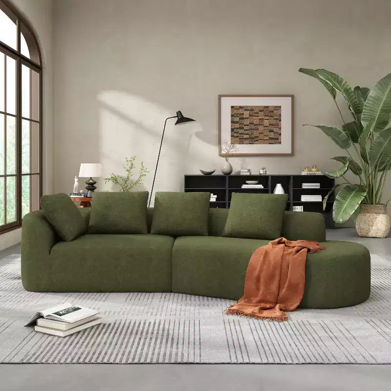Divano componibile moderno Christopher Knight Home 116 curvo con spugna ad alta densità e 4 cuscini
