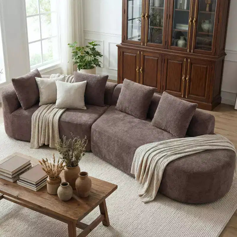 Divano componibile moderno Christopher Knight Home 116 curvo con spugna ad alta densità e 4 cuscini