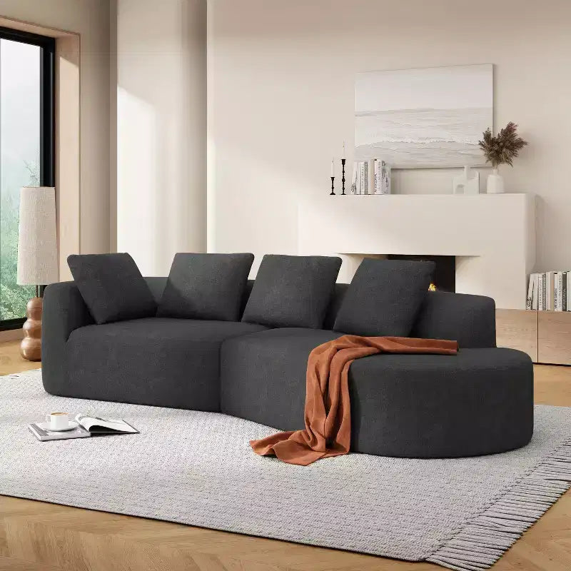 Divano componibile moderno Christopher Knight Home 116 curvo con spugna ad alta densità e 4 cuscini