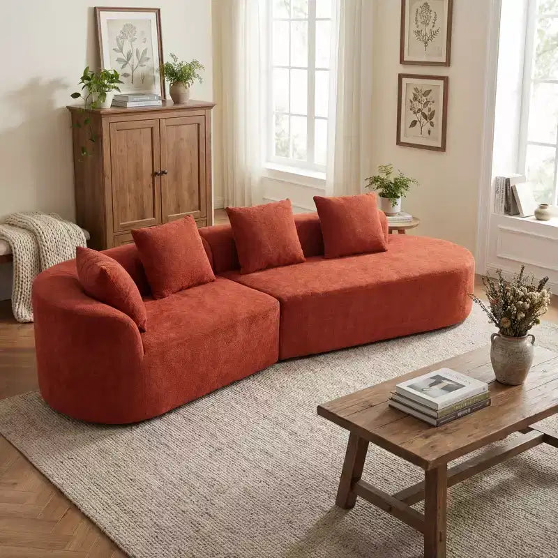 Divano componibile moderno Christopher Knight Home 116 curvo con spugna ad alta densità e 4 cuscini