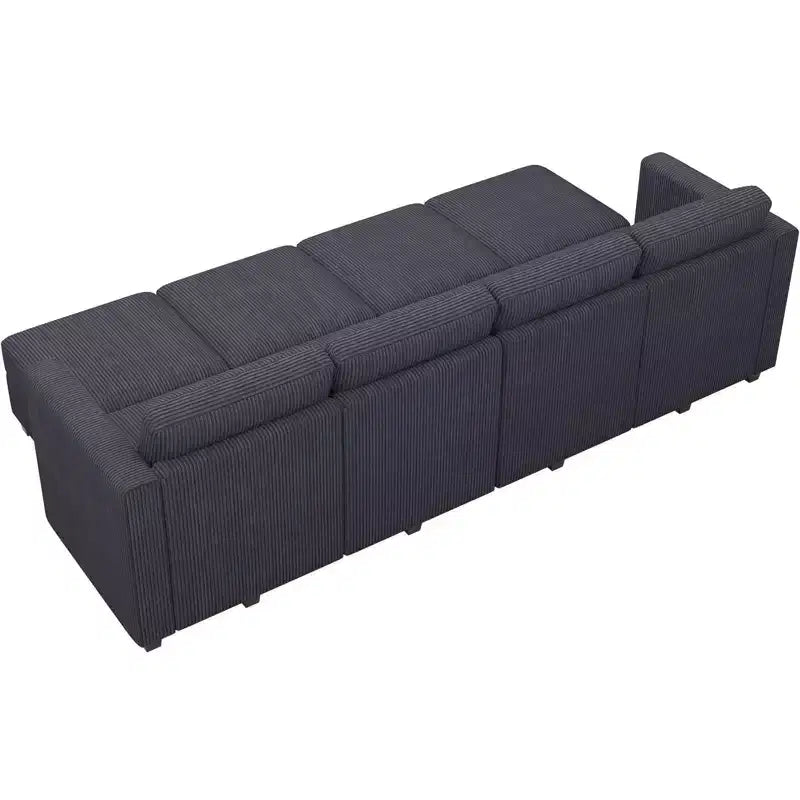 Divano letto modulare di grandi dimensioni Belffin, divano angolare di lusso in velluto a coste con pouf contenitore per soggiorno