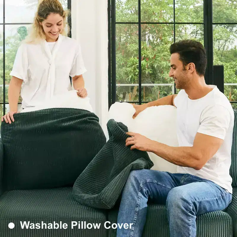 Divano letto modulare di grandi dimensioni Belffin, divano angolare di lusso in velluto a coste con pouf contenitore per soggiorno