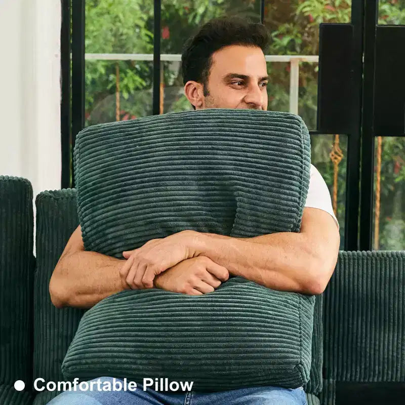 Divano letto modulare di grandi dimensioni Belffin, divano angolare di lusso in velluto a coste con pouf contenitore per soggiorno