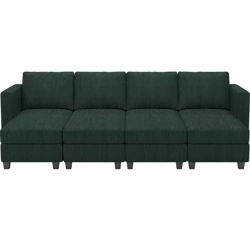 Divano letto modulare di grandi dimensioni Belffin, divano angolare di lusso in velluto a coste con pouf contenitore per soggiorno