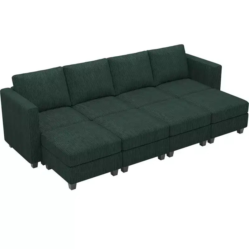 Divano letto modulare di grandi dimensioni Belffin, divano angolare di lusso in velluto a coste con pouf contenitore per soggiorno