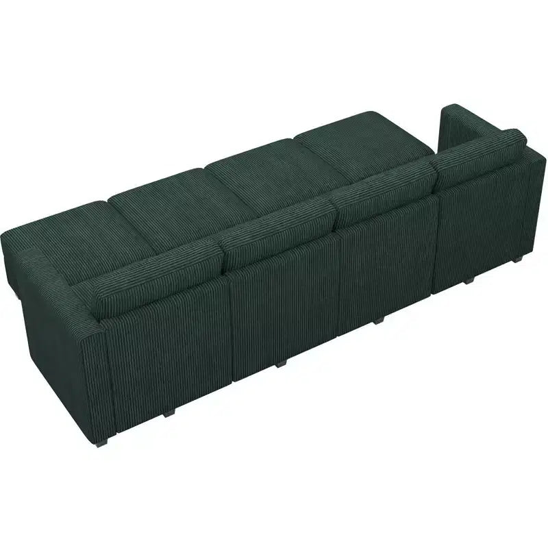 Divano letto modulare di grandi dimensioni Belffin, divano angolare di lusso in velluto a coste con pouf contenitore per soggiorno