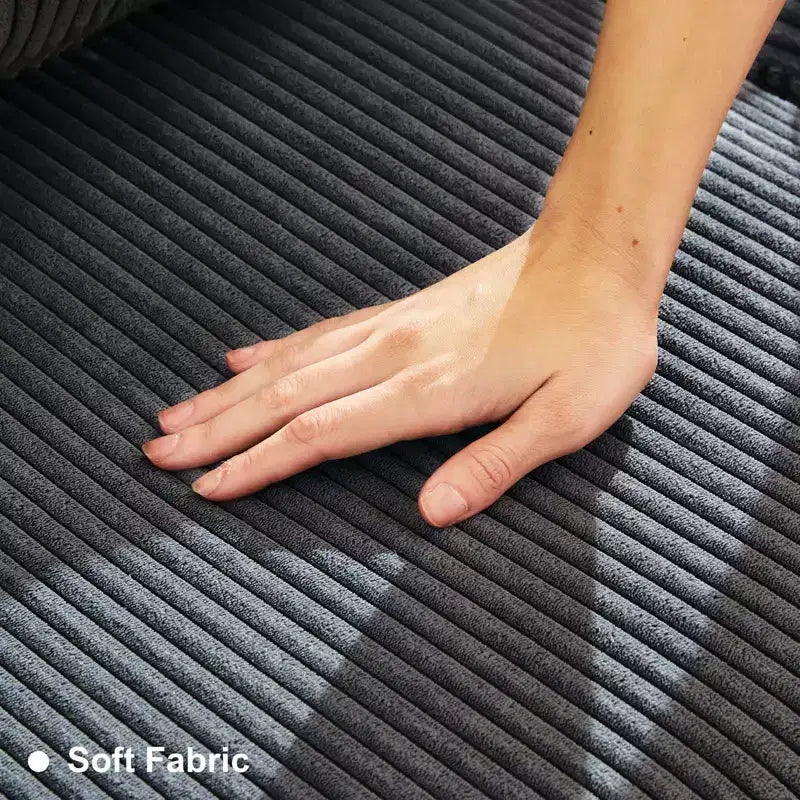Divano letto modulare di grandi dimensioni Belffin, divano angolare di lusso in velluto a coste con pouf contenitore per soggiorno
