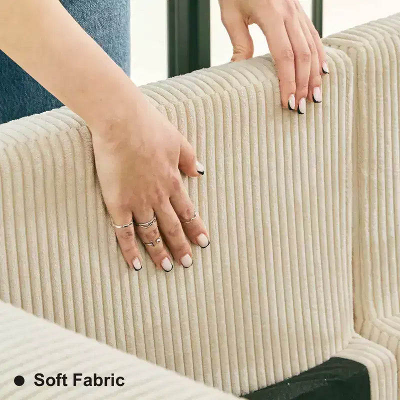 Divano letto modulare di grandi dimensioni Belffin, divano angolare di lusso in velluto a coste con pouf contenitore per soggiorno