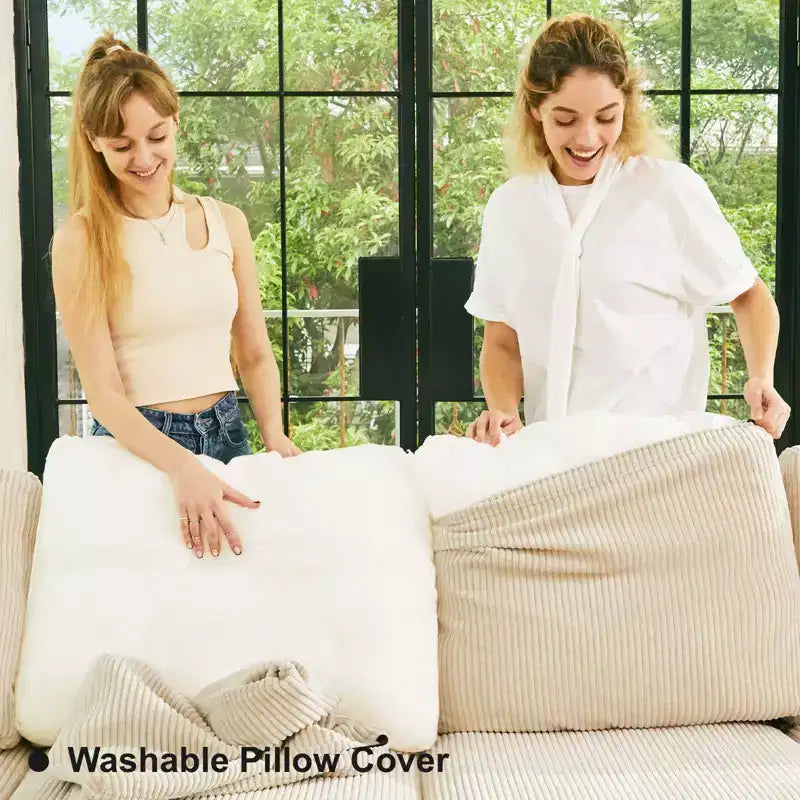 Divano letto modulare di grandi dimensioni Belffin, divano angolare di lusso in velluto a coste con pouf contenitore per soggiorno