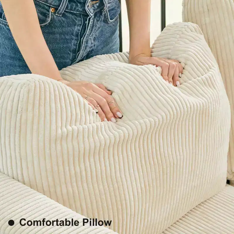 Divano letto modulare di grandi dimensioni Belffin, divano angolare di lusso in velluto a coste con pouf contenitore per soggiorno