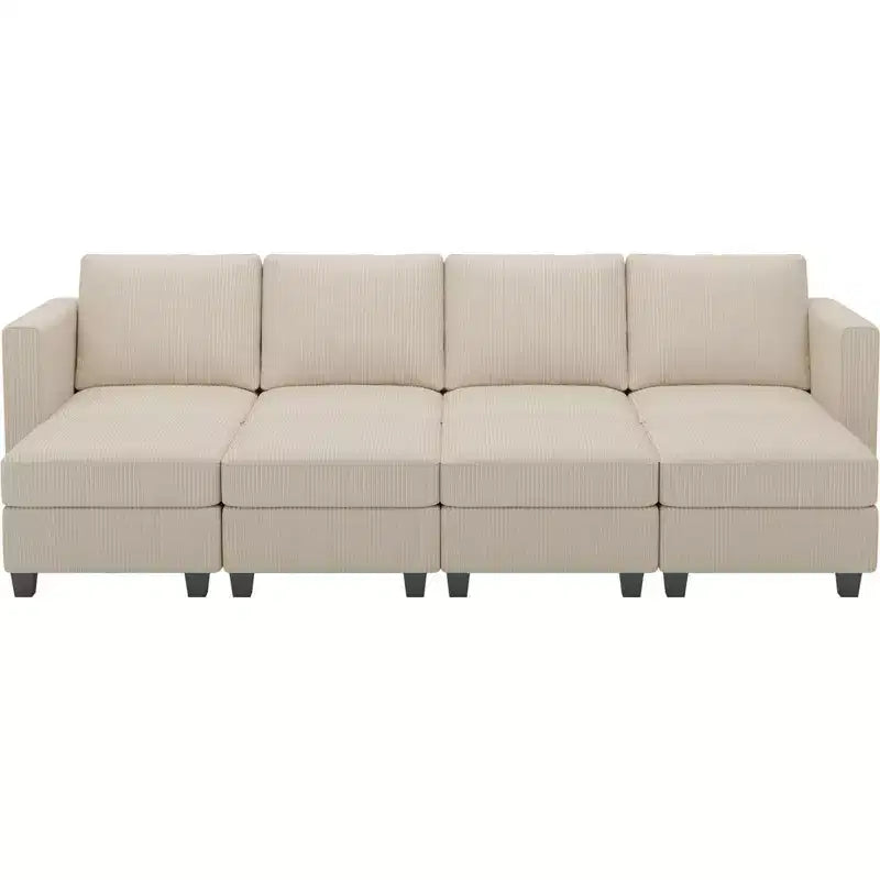 Divano letto modulare di grandi dimensioni Belffin, divano angolare di lusso in velluto a coste con pouf contenitore per soggiorno