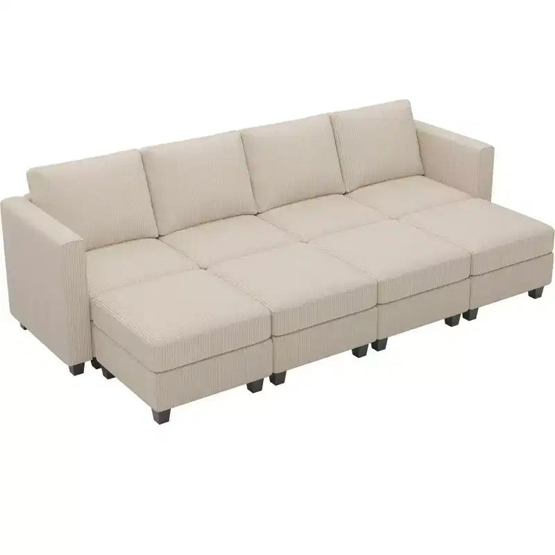 Divano letto modulare di grandi dimensioni Belffin, divano angolare di lusso in velluto a coste con pouf contenitore per soggiorno