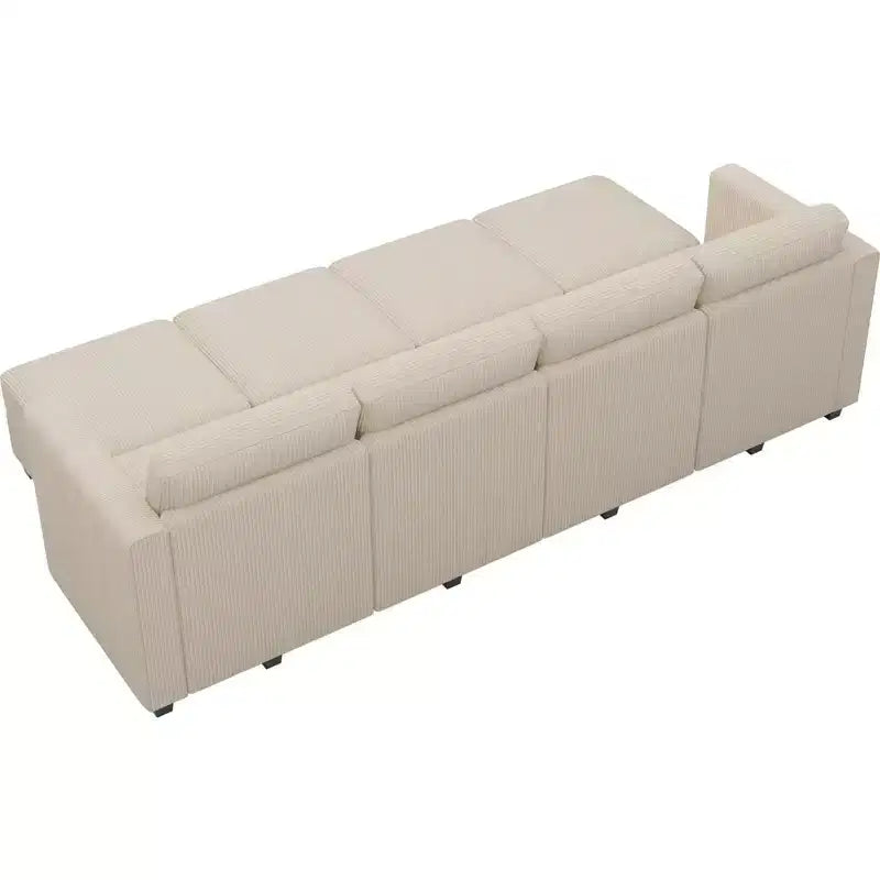 Divano letto modulare di grandi dimensioni Belffin, divano angolare di lusso in velluto a coste con pouf contenitore per soggiorno