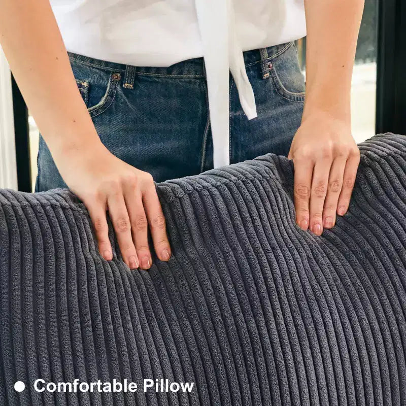 Divano letto modulare di grandi dimensioni Belffin, divano angolare di lusso in velluto a coste con pouf contenitore per soggiorno