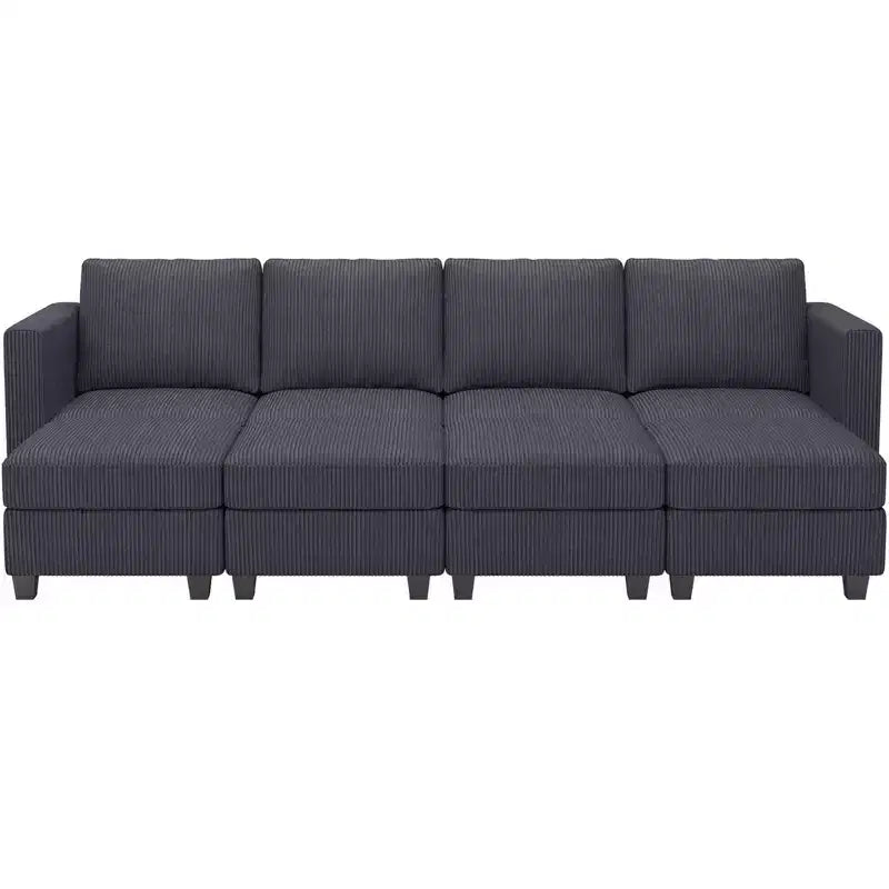 Divano letto modulare di grandi dimensioni Belffin, divano angolare di lusso in velluto a coste con pouf contenitore per soggiorno