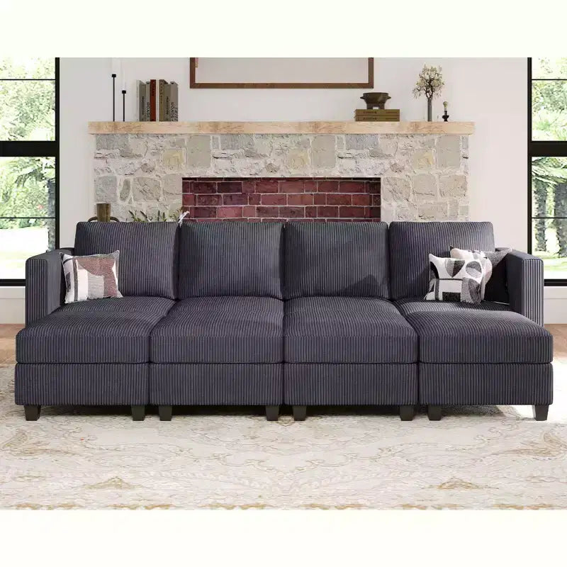 Belffin Oversized Modular Sectional Sleeper Couch, Corduroy Luxury Sectional Sofa with Storage Ottoman for Living Room