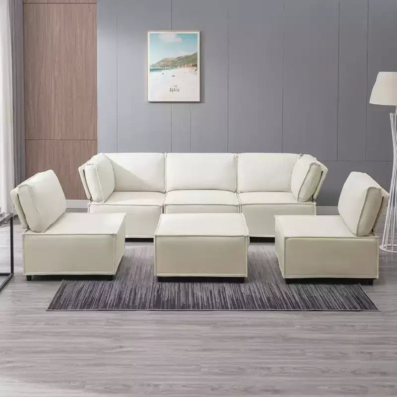 Divano Sezionale Mjkone Modulare a U/L con Pouf, Divano Letto Oversize Moderno Reversibile Convertibile