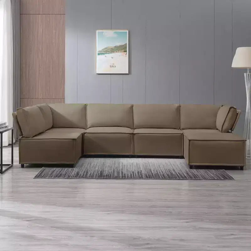 Divano Sezionale Mjkone Modulare a U/L con Pouf, Divano Letto Oversize Moderno Reversibile Convertibile