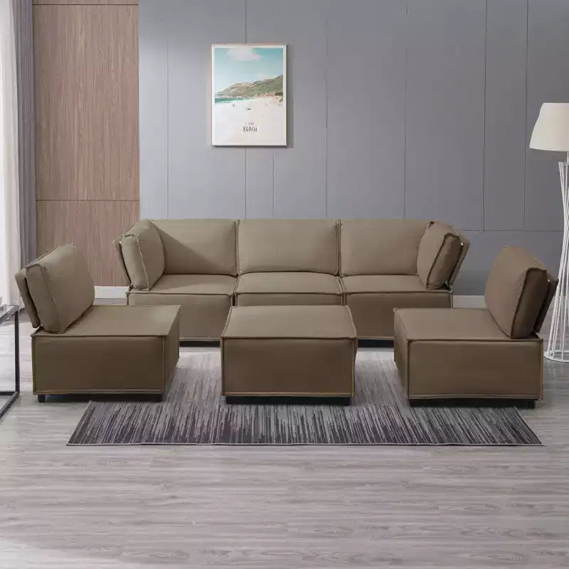 Divano Sezionale Mjkone Modulare a U/L con Pouf, Divano Letto Oversize Moderno Reversibile Convertibile