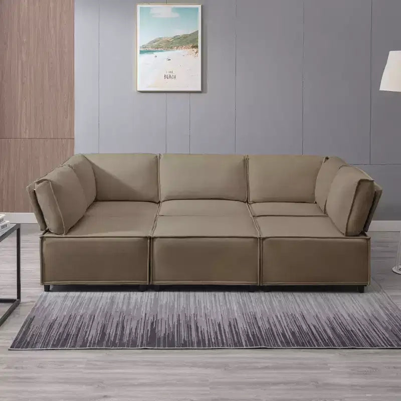 Divano Sezionale Mjkone Modulare a U/L con Pouf, Divano Letto Oversize Moderno Reversibile Convertibile