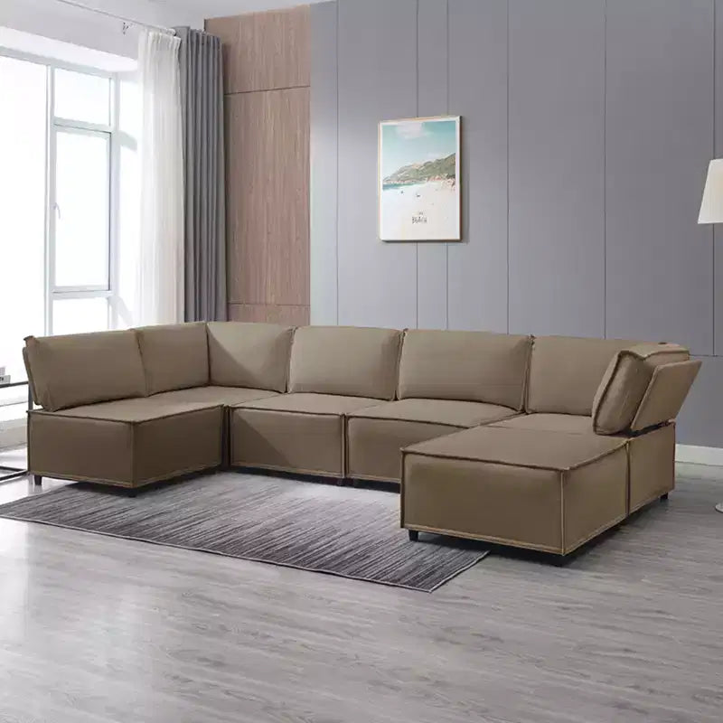 Divano Sezionale Mjkone Modulare a U/L con Pouf, Divano Letto Oversize Moderno Reversibile Convertibile