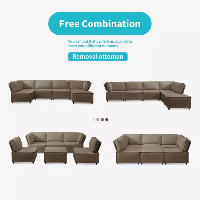 Divano Sezionale Mjkone Modulare a U/L con Pouf, Divano Letto Oversize Moderno Reversibile Convertibile