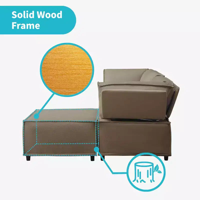Divano Sezionale Mjkone Modulare a U/L con Pouf, Divano Letto Oversize Moderno Reversibile Convertibile