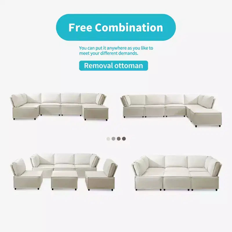 Divano Sezionale Mjkone Modulare a U/L con Pouf, Divano Letto Oversize Moderno Reversibile Convertibile