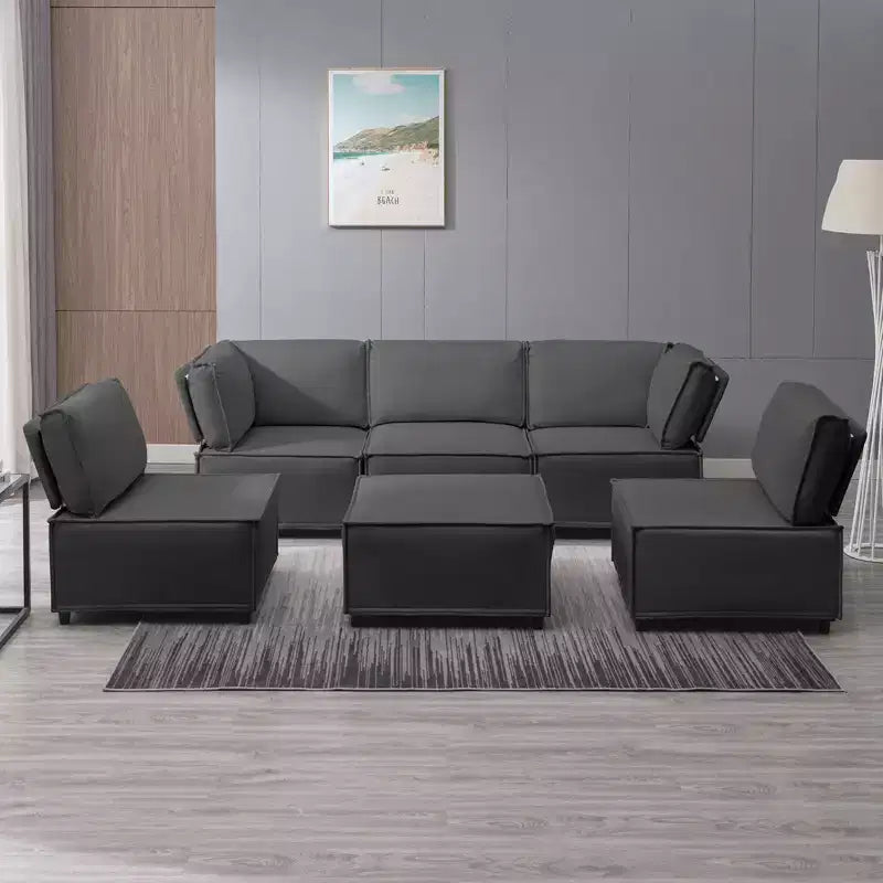Divano Sezionale Mjkone Modulare a U/L con Pouf, Divano Letto Oversize Moderno Reversibile Convertibile