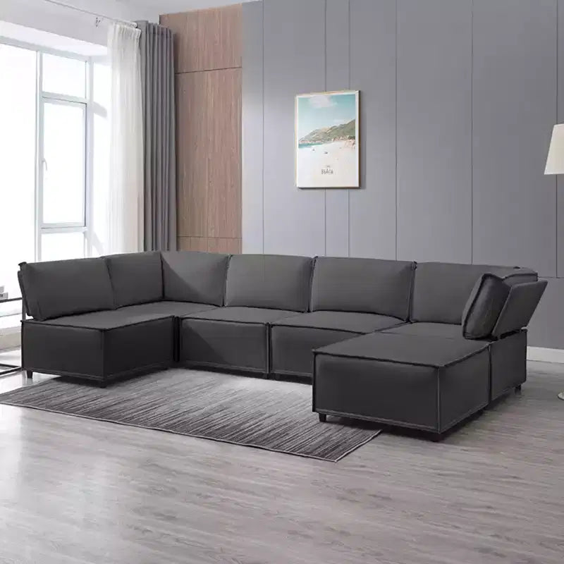 Divano Sezionale Mjkone Modulare a U/L con Pouf, Divano Letto Oversize Moderno Reversibile Convertibile