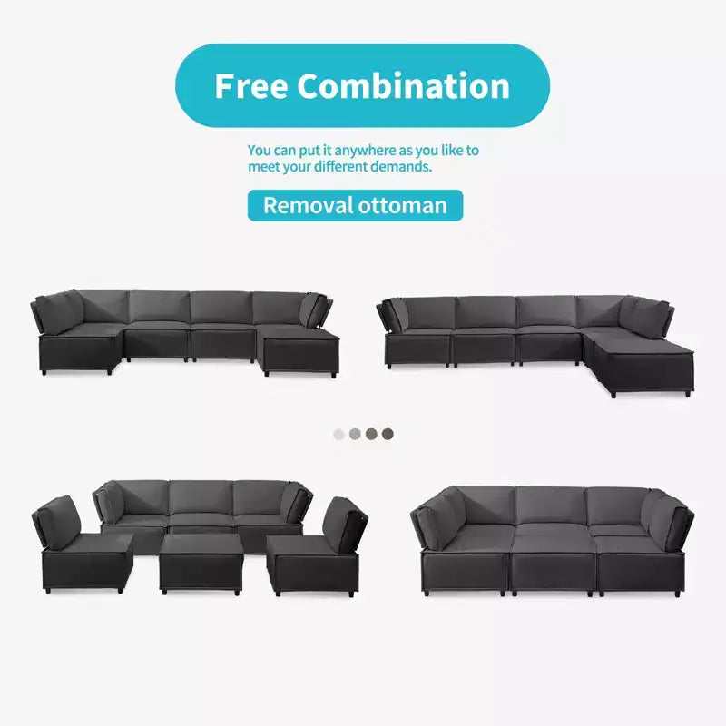 Divano Sezionale Mjkone Modulare a U/L con Pouf, Divano Letto Oversize Moderno Reversibile Convertibile