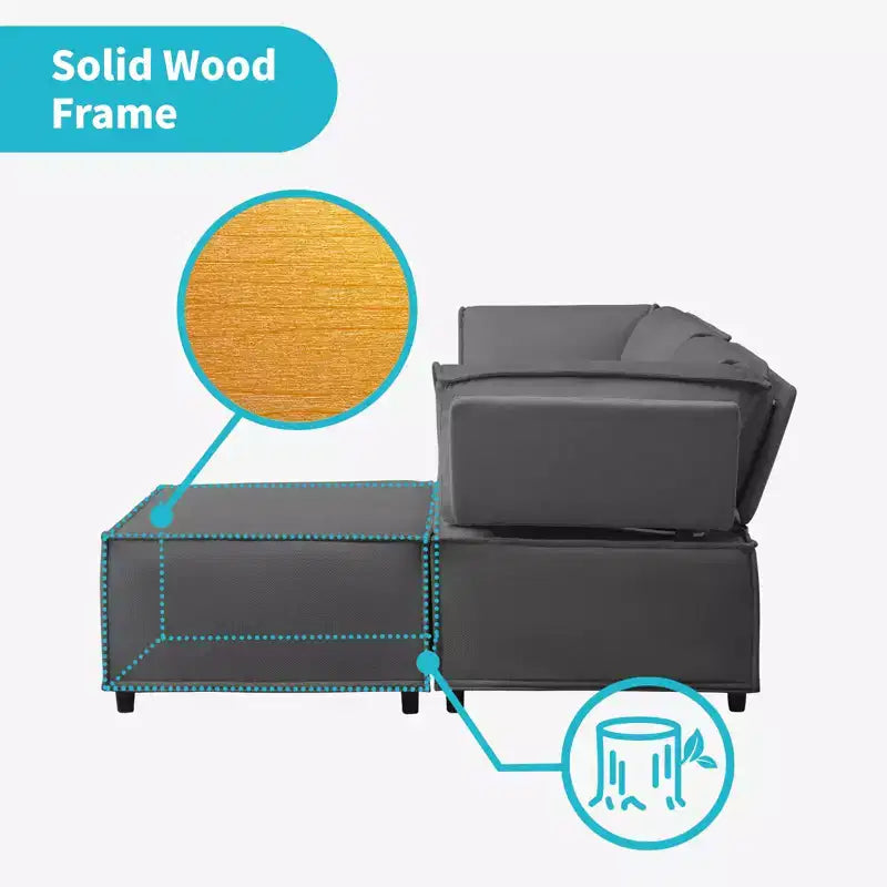 Divano Sezionale Mjkone Modulare a U/L con Pouf, Divano Letto Oversize Moderno Reversibile Convertibile