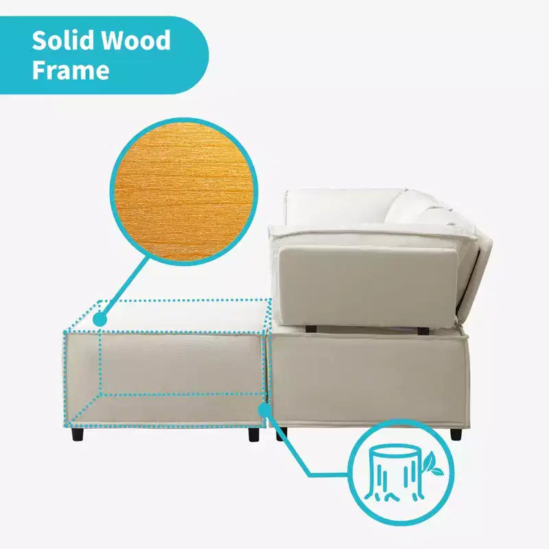 Divano Sezionale Mjkone Modulare a U/L con Pouf, Divano Letto Oversize Moderno Reversibile Convertibile