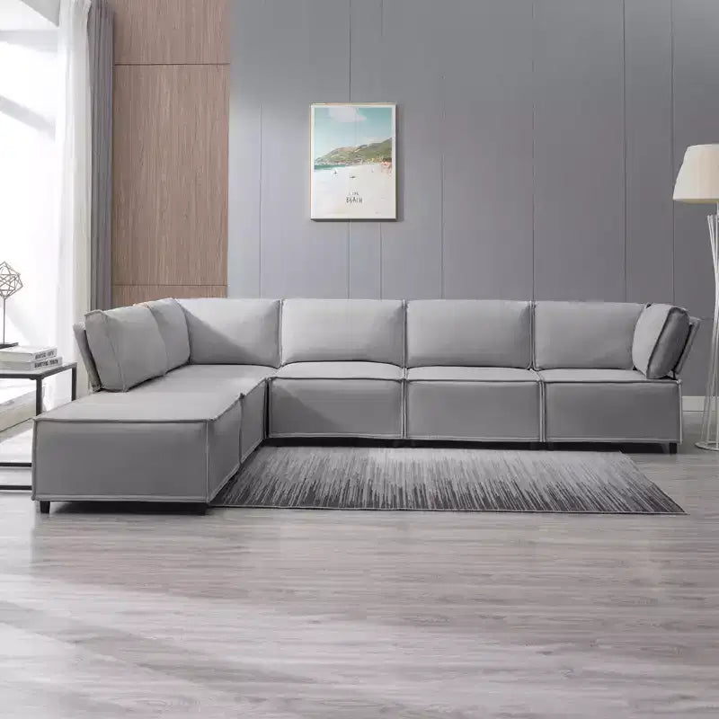 Divano Sezionale Mjkone Modulare a U/L con Pouf, Divano Letto Oversize Moderno Reversibile Convertibile