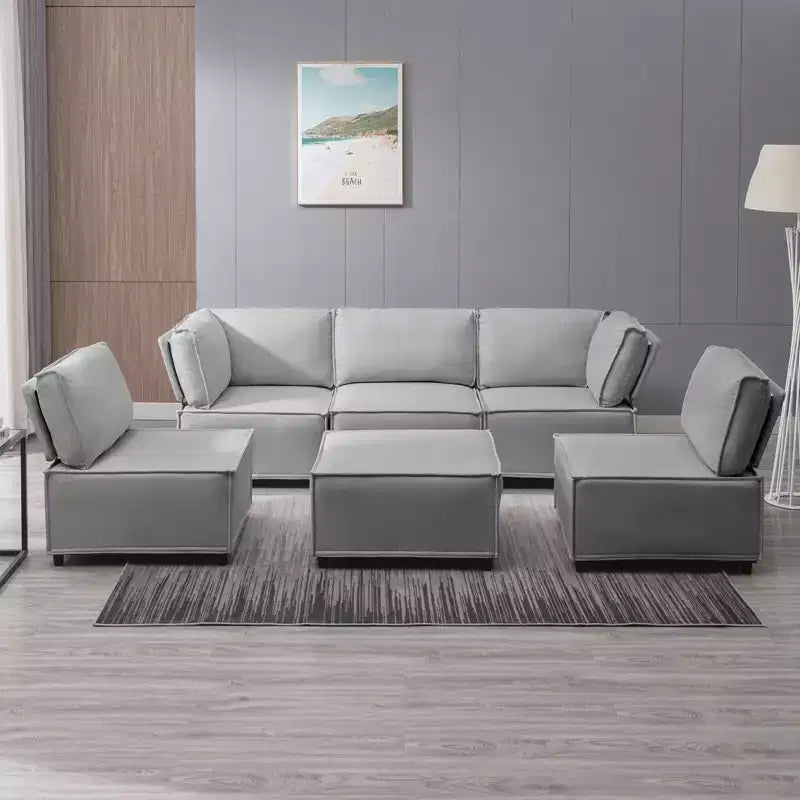 Divano Sezionale Mjkone Modulare a U/L con Pouf, Divano Letto Oversize Moderno Reversibile Convertibile