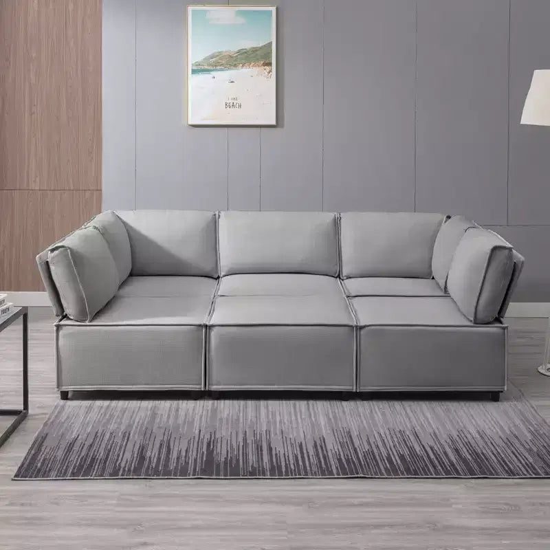 Divano Sezionale Mjkone Modulare a U/L con Pouf, Divano Letto Oversize Moderno Reversibile Convertibile