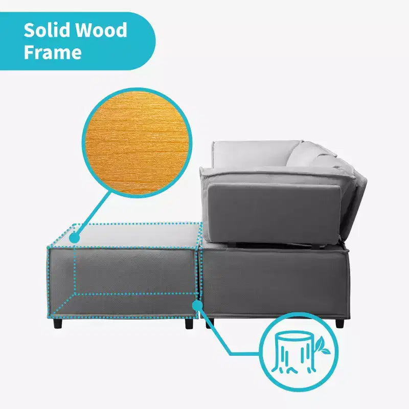 Divano Sezionale Mjkone Modulare a U/L con Pouf, Divano Letto Oversize Moderno Reversibile Convertibile