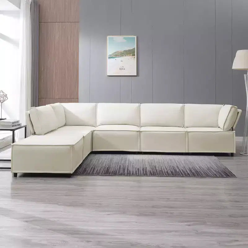 Divano Sezionale Mjkone Modulare a U/L con Pouf, Divano Letto Oversize Moderno Reversibile Convertibile