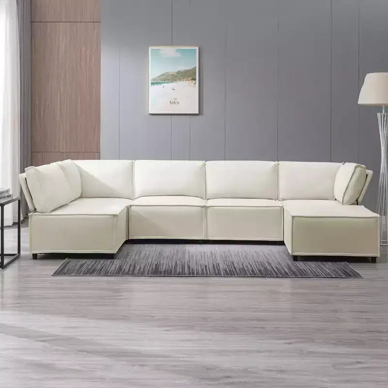 Divano Sezionale Mjkone Modulare a U/L con Pouf, Divano Letto Oversize Moderno Reversibile Convertibile