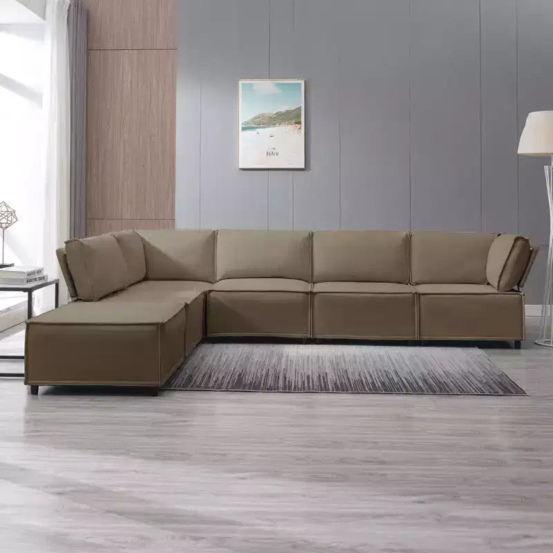 Divano Sezionale Mjkone Modulare a U/L con Pouf, Divano Letto Oversize Moderno Reversibile Convertibile