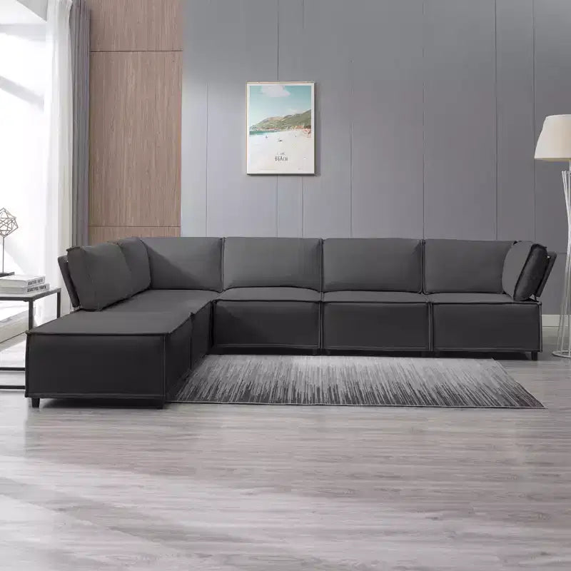 Divano Sezionale Mjkone Modulare a U/L con Pouf, Divano Letto Oversize Moderno Reversibile Convertibile