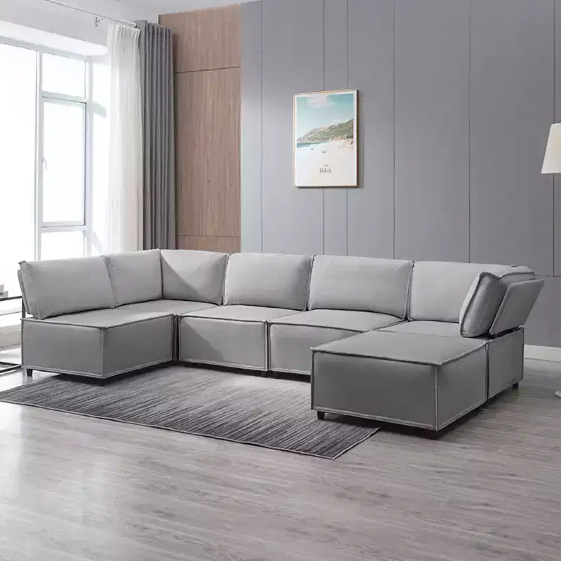 Divano Sezionale Mjkone Modulare a U/L con Pouf, Divano Letto Oversize Moderno Reversibile Convertibile