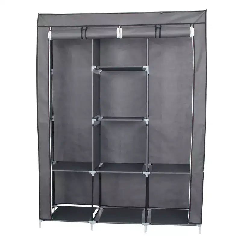 Organizzatore armadio portatile Neat Living con copertura, ripiani e aste per vestiti, appendiabiti verticale grigio per cappotti e scarpe