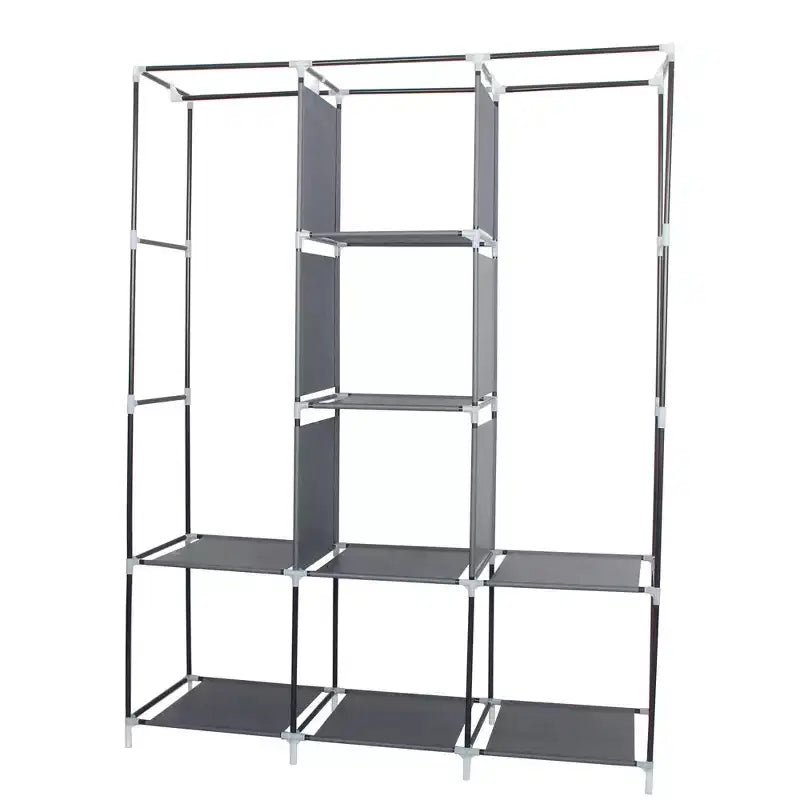 Organizzatore armadio portatile Neat Living con copertura, ripiani e aste per vestiti, appendiabiti verticale grigio per cappotti e scarpe