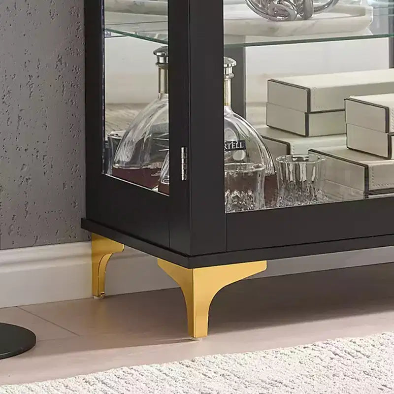Mobile buffet moderno Kings Brand Furniture con ante in vetro e ripiani regolabili