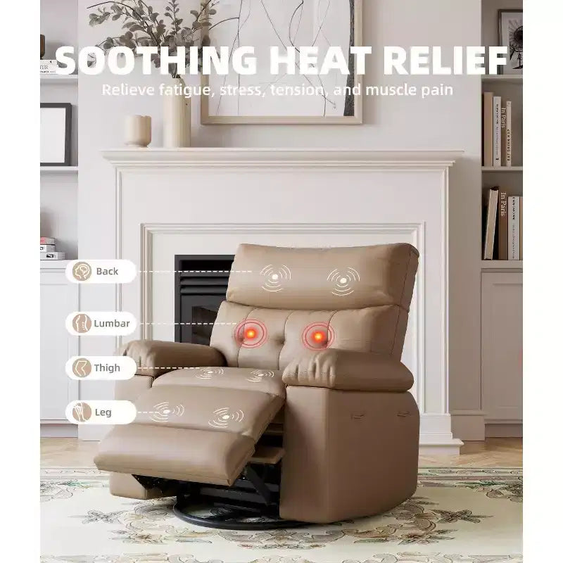 27 Poltrone reclinabili oversize con calore e massaggio, girevoli a 360° e dondolio manuale, telecomando per soggiorno, camera da letto