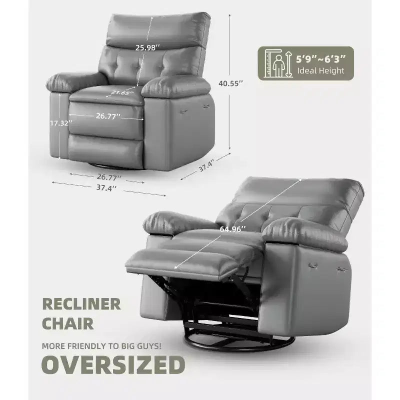 27 Poltrone reclinabili oversize con calore e massaggio, girevoli a 360° e dondolio manuale, telecomando per soggiorno, camera da letto