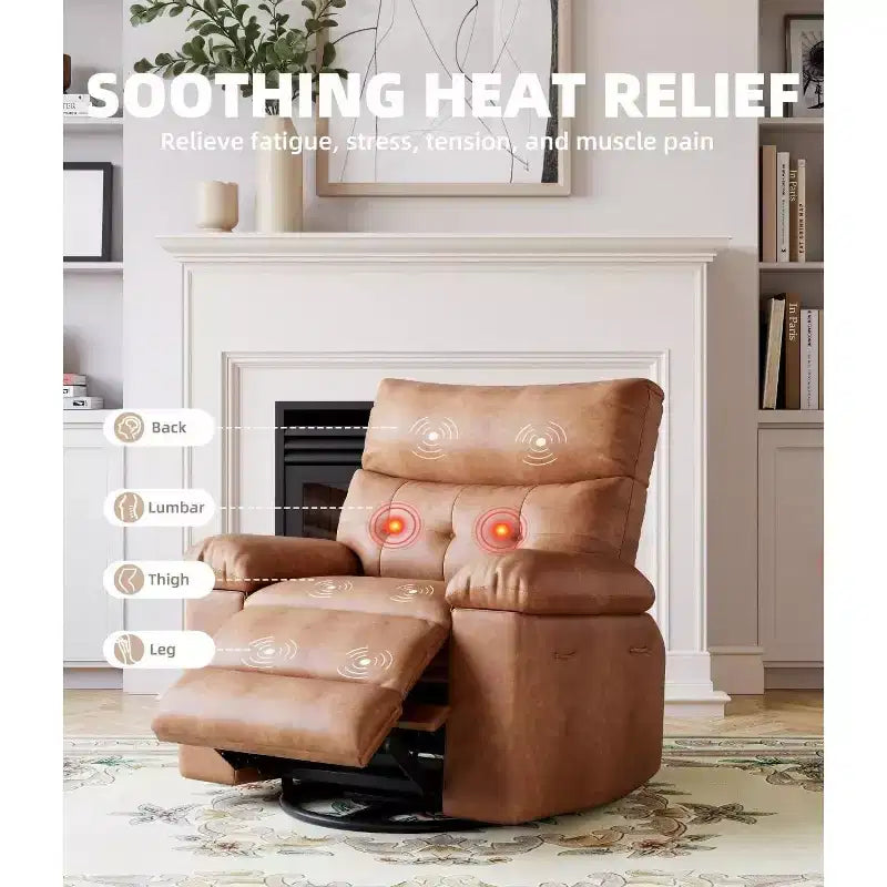27 Poltrone reclinabili oversize con calore e massaggio, girevoli a 360° e dondolio manuale, telecomando per soggiorno, camera da letto