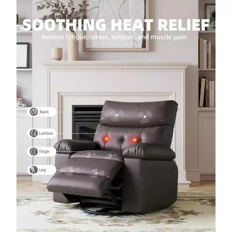 27 Poltrone reclinabili oversize con calore e massaggio, girevoli a 360° e dondolio manuale, telecomando per soggiorno, camera da letto