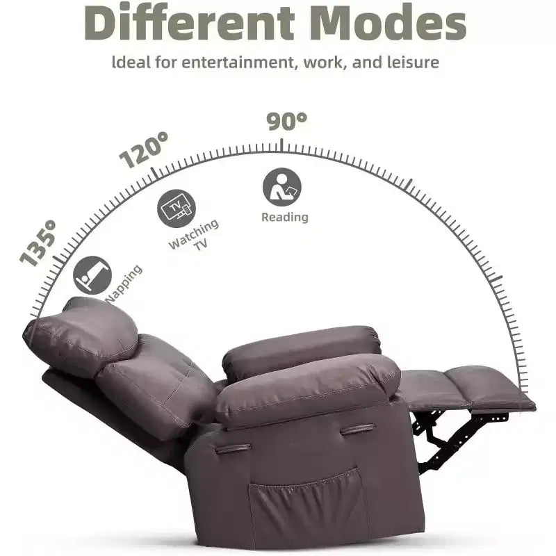 27 Poltrone reclinabili oversize con calore e massaggio, girevoli a 360° e dondolio manuale, telecomando per soggiorno, camera da letto